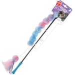 GIGwi Catch n scratch Feather teaser wand with catnip and crinkle paper pink/blue