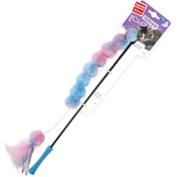 GIGwi Catch n scratch Feather teaser wand with catnip and crinkle paper pink/blue