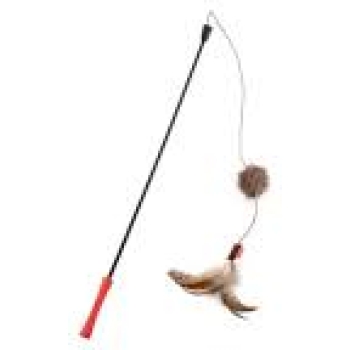 GIGwi Catwand 'Feather Teaser' withnatural feather, plush tail and tpr handle