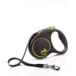 Flexi Retractable Leash Style Tape Small,  Black / Green 5m (up to 15KG)