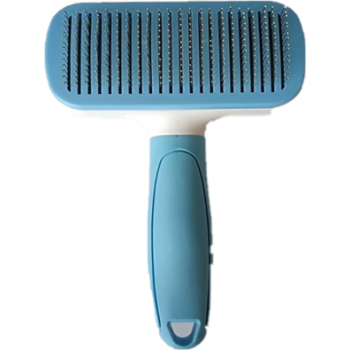 Nunbell Solid color handle square head automatic hair push comb - thick needle - black